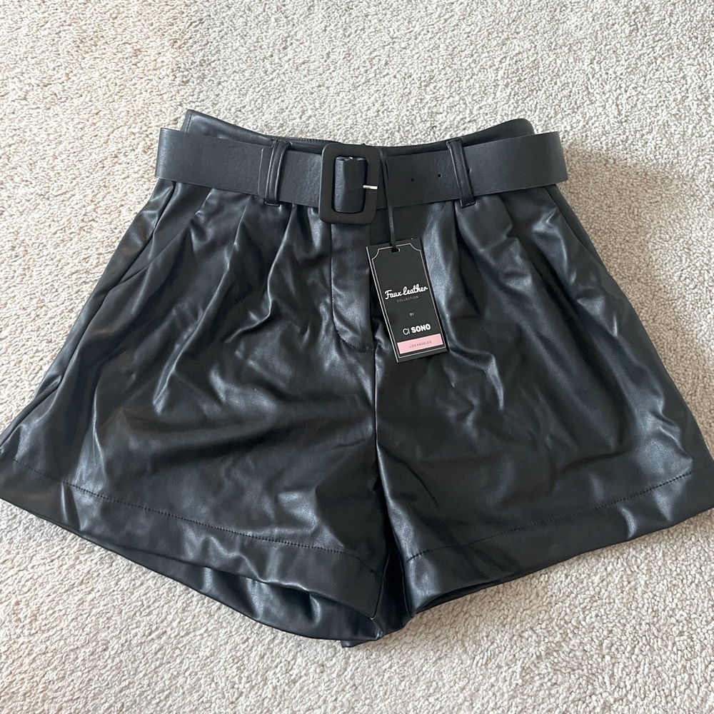 Ci Sono Faux Leather Shorts